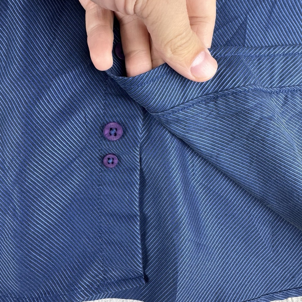 Bugatchi‎ Mens Stripe Button Down Shirt Size Large Dark Blue Purple Buttons - Picture 3 of 12
